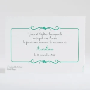 Faire-part de naissance Double coeur delicat*Faire-part Elégant Outlet
