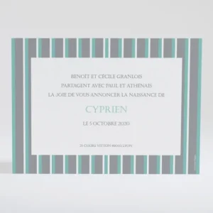 Faire-part de naissance Double rayure elegante*Faire-part Elégant Hot