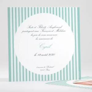 Faire-part de naissance Double rayures Garcon*Faire-part Elégant Outlet