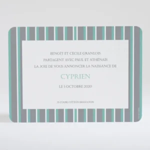Faire-part de naissance Double rayure elegante*Faire-part Elégant Hot