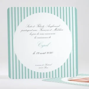 Faire-part de naissance Double rayures Garcon*Faire-part Elégant Outlet