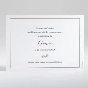 Faire-part de naissance Douceur doree*Faire-part Elégant New