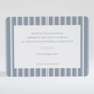 Faire-part de naissance Double rayure elegante*Faire-part Elégant Hot