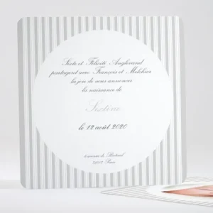 Faire-part de naissance Double rayures Fille*Faire-part Elégant Fashion
