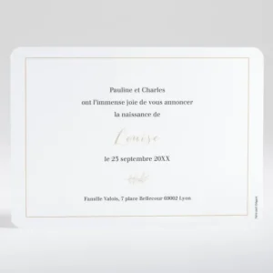 Faire-part de naissance Douceur doree*Faire-part Elégant New