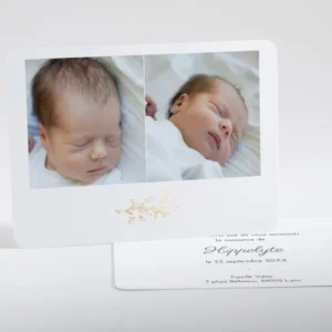 Faire-part de naissance Douceur doree 2 photos*Faire-part Elégant Discount