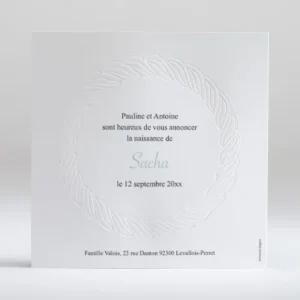 Faire-part de naissance Douce tresse photo*Faire-part Elégant New