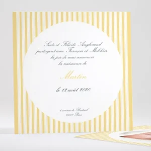 Faire-part de naissance Double rayures Garcon*Faire-part Elégant Outlet