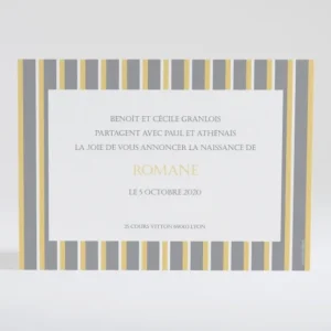 Faire-part de naissance Double rayure elegante*Faire-part Elégant Hot