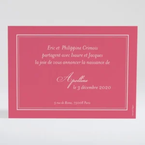 Faire-part de naissance Double monogramme*Faire-part Elégant Online