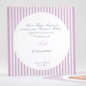 Faire-part de naissance Double rayures Fille*Faire-part Elégant Fashion