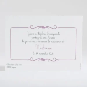 Faire-part de naissance Double coeur delicat*Faire-part Elégant Outlet