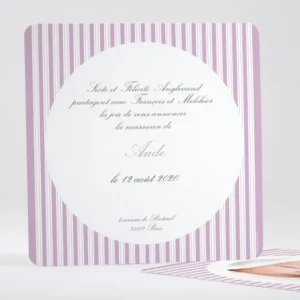 Faire-part de naissance Double rayures Fille*Faire-part Elégant Fashion