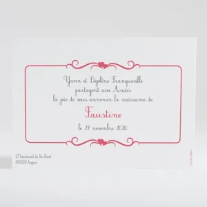 Faire-part de naissance Double coeur delicat*Faire-part Elégant Outlet