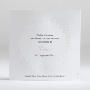 Faire-part de naissance Douce tresse photo*Faire-part Elégant New