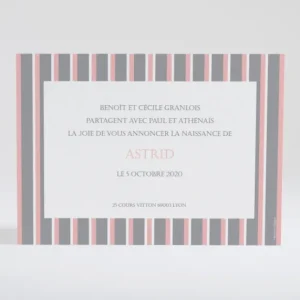 Faire-part de naissance Double rayure elegante*Faire-part Elégant Hot