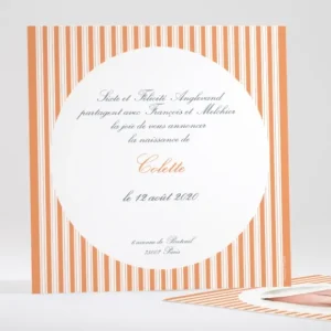 Faire-part de naissance Double rayures Fille*Faire-part Elégant Fashion