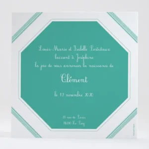 Faire-part de naissance Ecusson chic*Faire-part Elégant Online