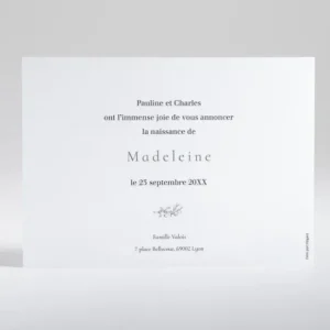 Faire-part de naissance Elegant feuillage*Faire-part Elégant Clearance