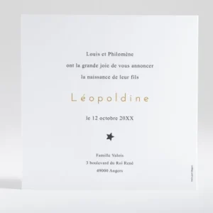 Faire-part de naissance Elegante etoile*Faire-part Elégant New