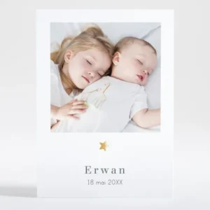 Faire-part de naissance Elegante etoile portrait*Faire-part Elégant New