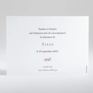 Faire-part de naissance Elegant feuillage*Faire-part Elégant Clearance