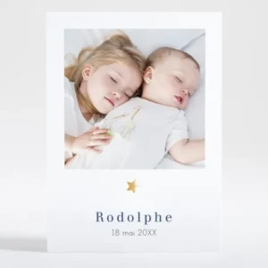 Faire-part de naissance Elegante etoile portrait*Faire-part Elégant New