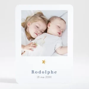 Faire-part de naissance Elegante etoile portrait*Faire-part Elégant New