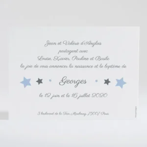 Faire-part de naissance Etoiles chic*Faire-part Elégant Discount