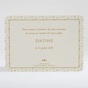 Faire-part de naissance Etoiles dorees*Faire-part Elégant Outlet