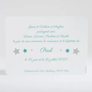 Faire-part de naissance Etoiles chic*Faire-part Elégant Discount