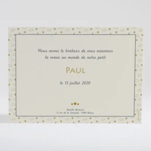 Faire-part de naissance Etoiles dorees*Faire-part Elégant Outlet
