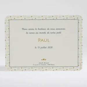 Faire-part de naissance Etoiles dorees*Faire-part Elégant Outlet