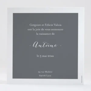 Faire-part de naissance Famille simple*Faire-part Elégant Online