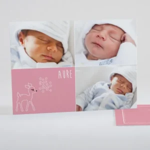 Faire-part de naissance Faon 3 photos*Faire-part Elégant Best