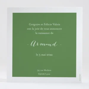 Faire-part de naissance Famille simple*Faire-part Elégant Online