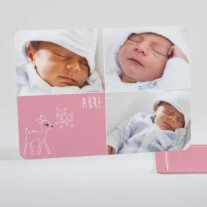Faire-part de naissance Faon 3 photos*Faire-part Elégant Best