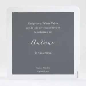 Faire-part de naissance Famille simple*Faire-part Elégant Online