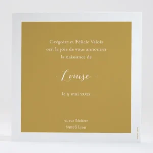 Faire-part de naissance Famille simple*Faire-part Elégant Online