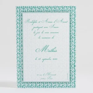 Faire-part de naissance Feuillage chic*Faire-part Elégant Clearance
