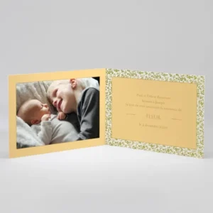 Faire-part de naissance Feuillage dore*Faire-part Elégant Online