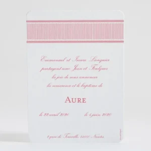 Faire-part de naissance Fines rayures jolis noeuds*Faire-part Elégant Best