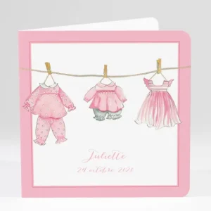 Faire-part de naissance Fil a linge chic Fille*Faire-part Elégant Best