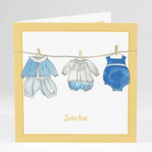 Faire-part de naissance Fil a linge chic Garcon*Faire-part Elégant Sale