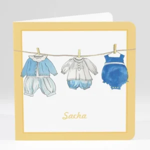 Faire-part de naissance Fil a linge chic Garcon*Faire-part Elégant Sale