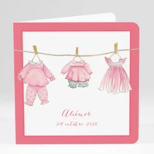 Faire-part de naissance Fil a linge chic Fille*Faire-part Elégant Best