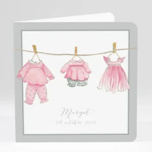 Faire-part de naissance Fil a linge chic Fille*Faire-part Elégant Best
