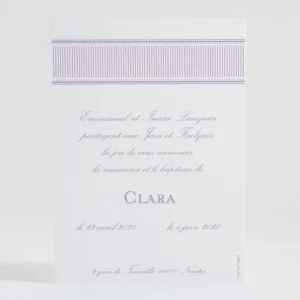 Faire-part de naissance Fines rayures jolis noeuds*Faire-part Elégant Best
