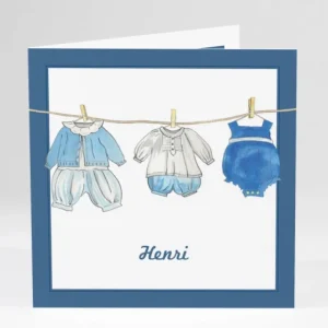 Faire-part de naissance Fil a linge chic Garcon*Faire-part Elégant Sale