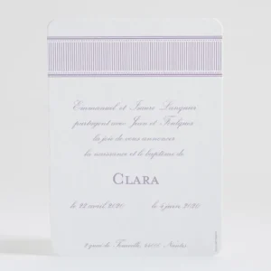 Faire-part de naissance Fines rayures jolis noeuds*Faire-part Elégant Best